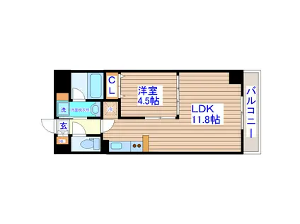 プラウドフラット河原町(1LDK/5階)の間取り写真