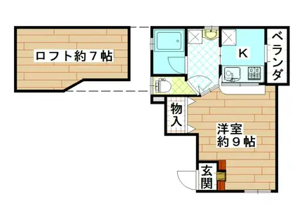 ミューズ・ロゼアI(1K/2階)の間取り写真