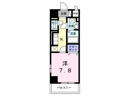 サンライズ 江平中町(1K/4階)の間取り写真
