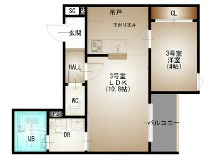 REGALEST西広島駅(1LDK/2階)の間取り写真