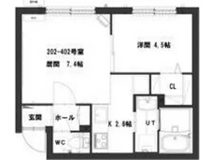 グランメール 水車町7(1LDK/4階)の間取り写真