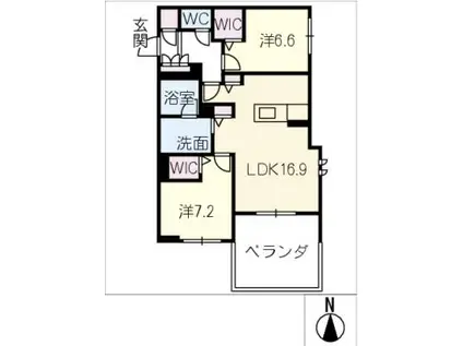プレミアス御幸(2LDK/1階)の間取り写真