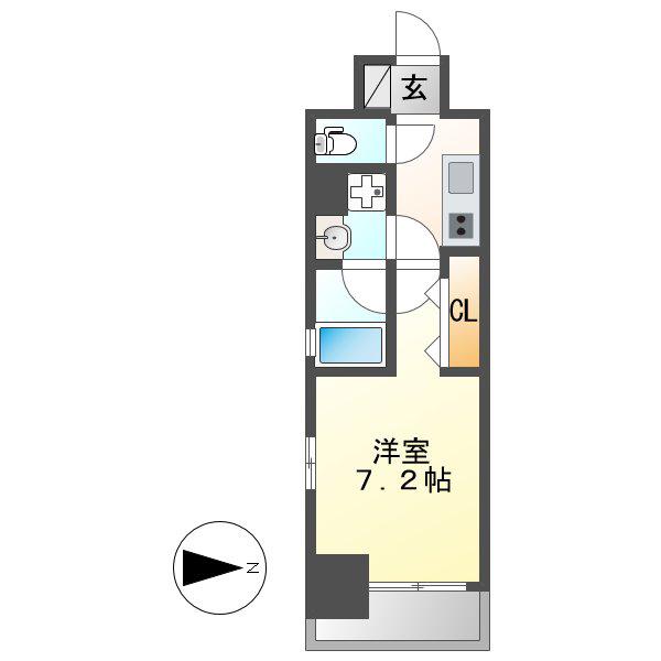 ワールドアイ名古屋城北(1K/11階)の間取り写真