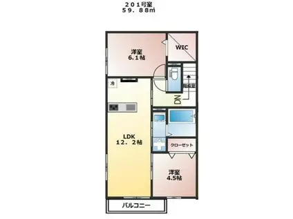 桜丘四丁目TK(2LDK/2階)の間取り写真