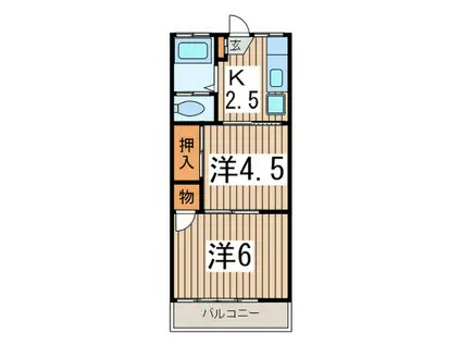 第二玉美荘(2K/2階)の間取り写真