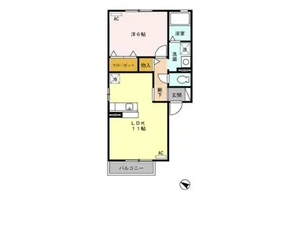 メゾン・ド・ソレイユK(1LDK/2階)の間取り写真