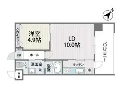 エスフォート筑紫通(1LDK/8階)の間取り写真