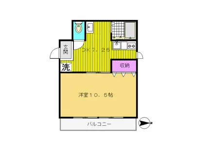 ハイグランディ松永(1DK/3階)の間取り写真