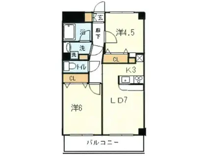 リヴィエール宮崎台(2LDK/3階)の間取り写真