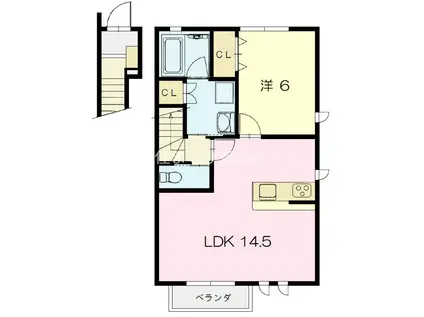 アデリーヌ(1LDK/2階)の間取り写真