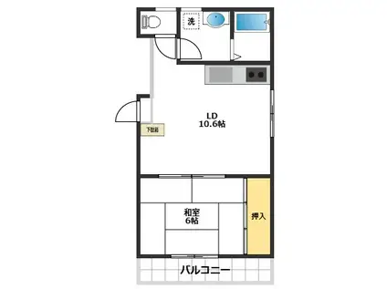 ヴィラ小山(1LDK/2階)の間取り写真