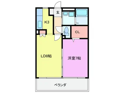 SPACE・K BEACH(1LDK/1階)の間取り写真