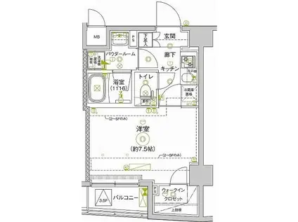セジョリ新江古田(1K/5階)の間取り写真