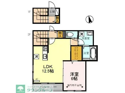 メゾンドボヌール(1LDK/2階)の間取り写真