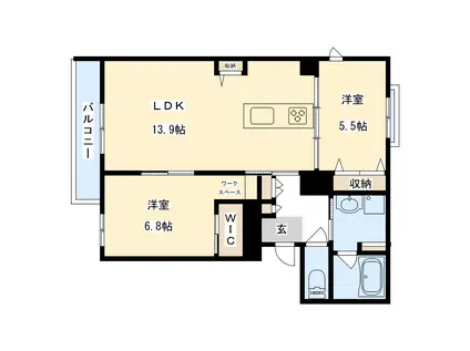 シャーメゾン ウィステリアカーサ(2LDK/3階)の間取り写真