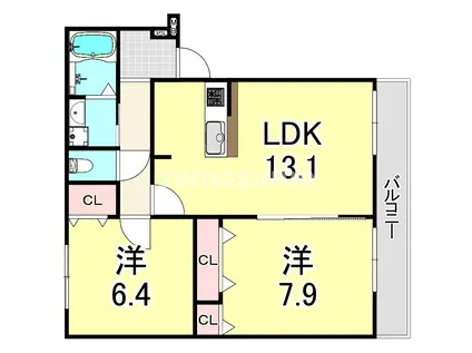 フジパレス園田V番館(2LDK/2階)の間取り写真
