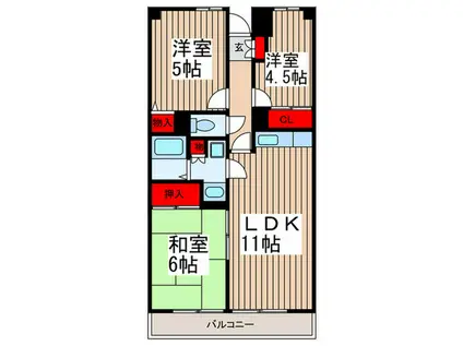 グランパレス榎本(3LDK/4階)の間取り写真