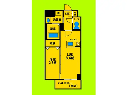 モダンパラッツォ江坂アクシア(1LDK/4階)の間取り写真