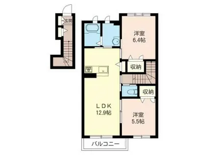 GREENAGE(2LDK/2階)の間取り写真