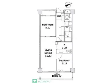ソサエティギャレリア(2LDK/4階)の間取り写真