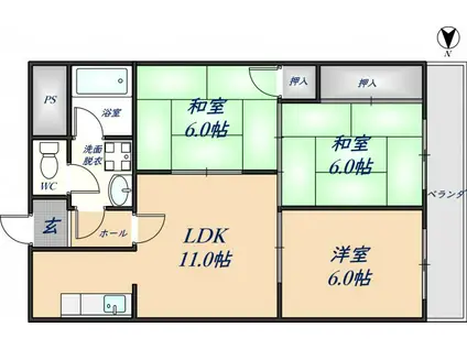 サンヴェール新池(3LDK/5階)の間取り写真