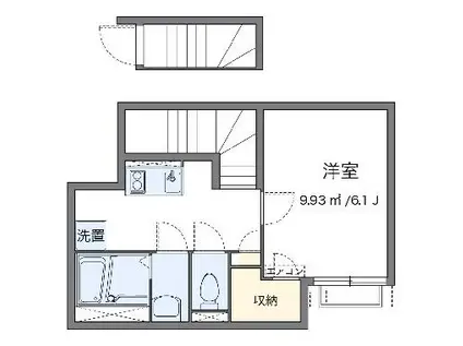 クレイノLABOON下丸子(1K/2階)の間取り写真