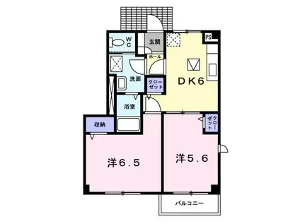 ソフロ・カトレア(2DK/1階)の間取り写真