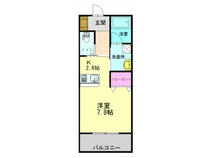 パストラルゆとり(1K/2階)の間取り写真
