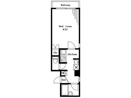 2月末退去GATO D.M桜新町401高速WI-FI(1K/4階)の間取り写真