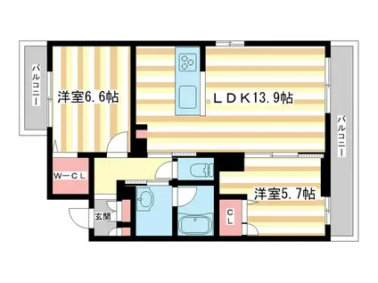 サクラ・メゾン イースト(2LDK/2階)の間取り写真