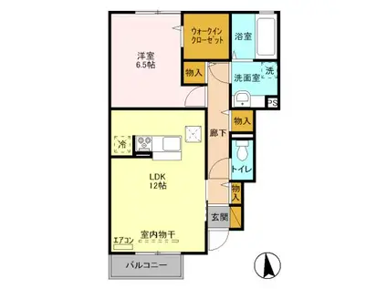 WILDFLOWER(1LDK/1階)の間取り写真