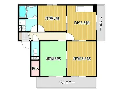 ファミリア宮川(3DK/2階)の間取り写真