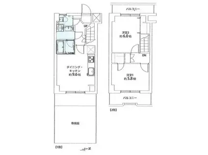 エスポアール茗荷谷(2DK/1階)の間取り写真