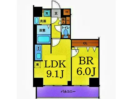 メイクスWアート横浜関内(1LDK/5階)の間取り写真
