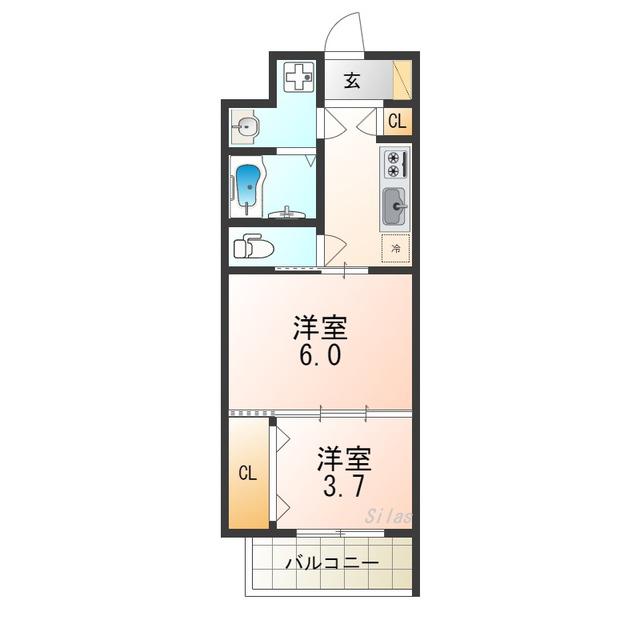 CREST TAPP 京都二条(2K/1階)の間取り写真