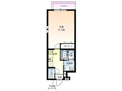 フジパレス北公園III番館(1K/1階)の間取り写真