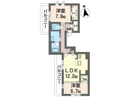 メナージュ四谷(2LDK/4階)の間取り写真