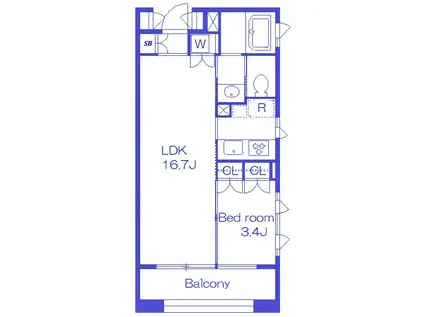 住吉コートクイースト(1LDK/9階)の間取り写真