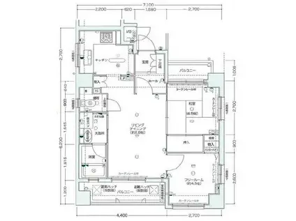 ロータリー上町(2LDK/7階)の間取り写真