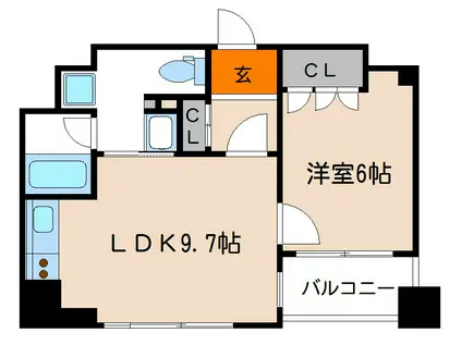 リーガル京都烏丸通(1LDK/6階)の間取り写真