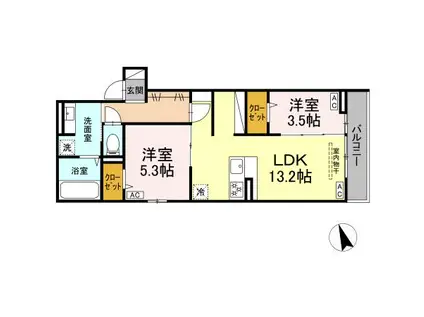 D-PRECIOUS武蔵野(2LDK/3階)の間取り写真
