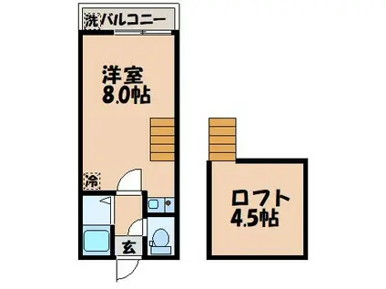 サンシャイン片淵(ワンルーム/2階)の間取り写真