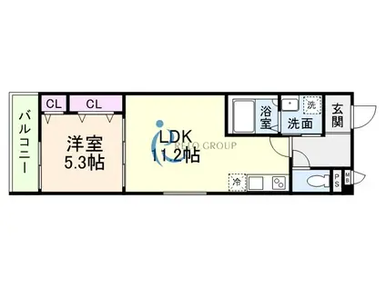 フジパレス今川公園V番館(1LDK/2階)の間取り写真