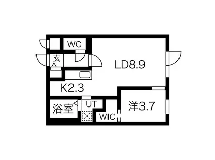 北斗エンブレム札幌北(1LDK/2階)の間取り写真