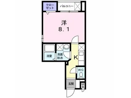 ロッコーオリオン(1K/4階)の間取り写真