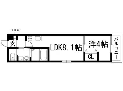 アレグリア逆瀬川(1LDK/1階)の間取り写真