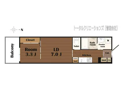 ザ・レジデンス江坂(1LDK/2階)の間取り写真