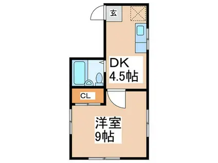 カームハイツ(1DK/4階)の間取り写真