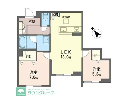 鎌倉市由比ガ浜2丁目マンション (2LDK/1階)の間取り写真