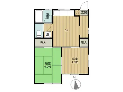 メゾン市川(2DK/1階)の間取り写真